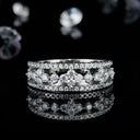 Moissanite Flower Ring Silver Gold Plate