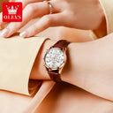 Olevs Womens Leather Casual Watch
