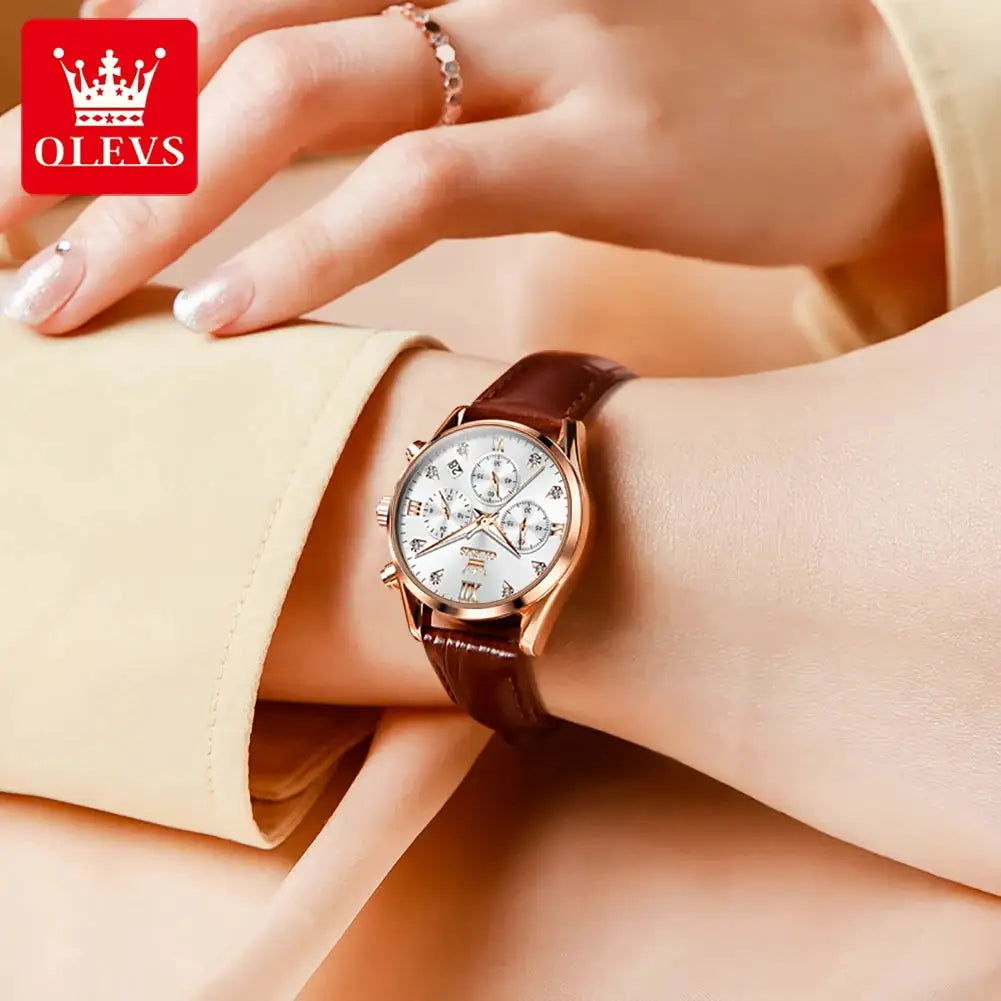 Olevs Womens Leather Casual Watch