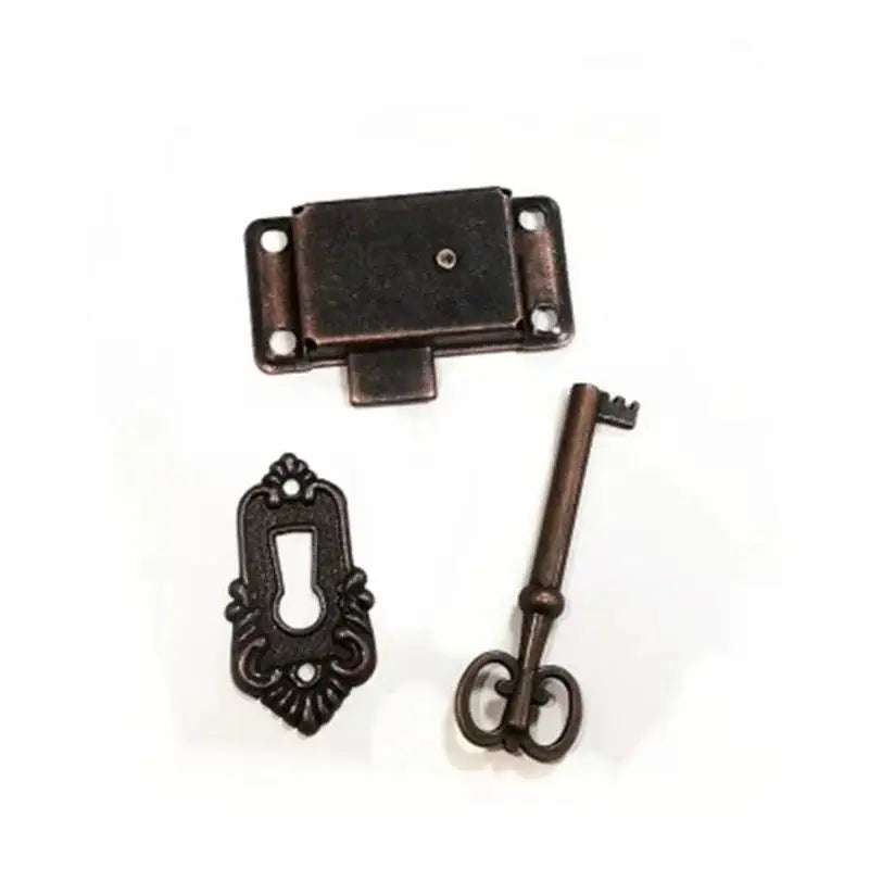 Antique Door Lock Drawer Jewelry Box Cabinet Wardrobe Cupboard Door Lock Set Cabinet Wardrobe Cupboard Door Lock + Key Furniture