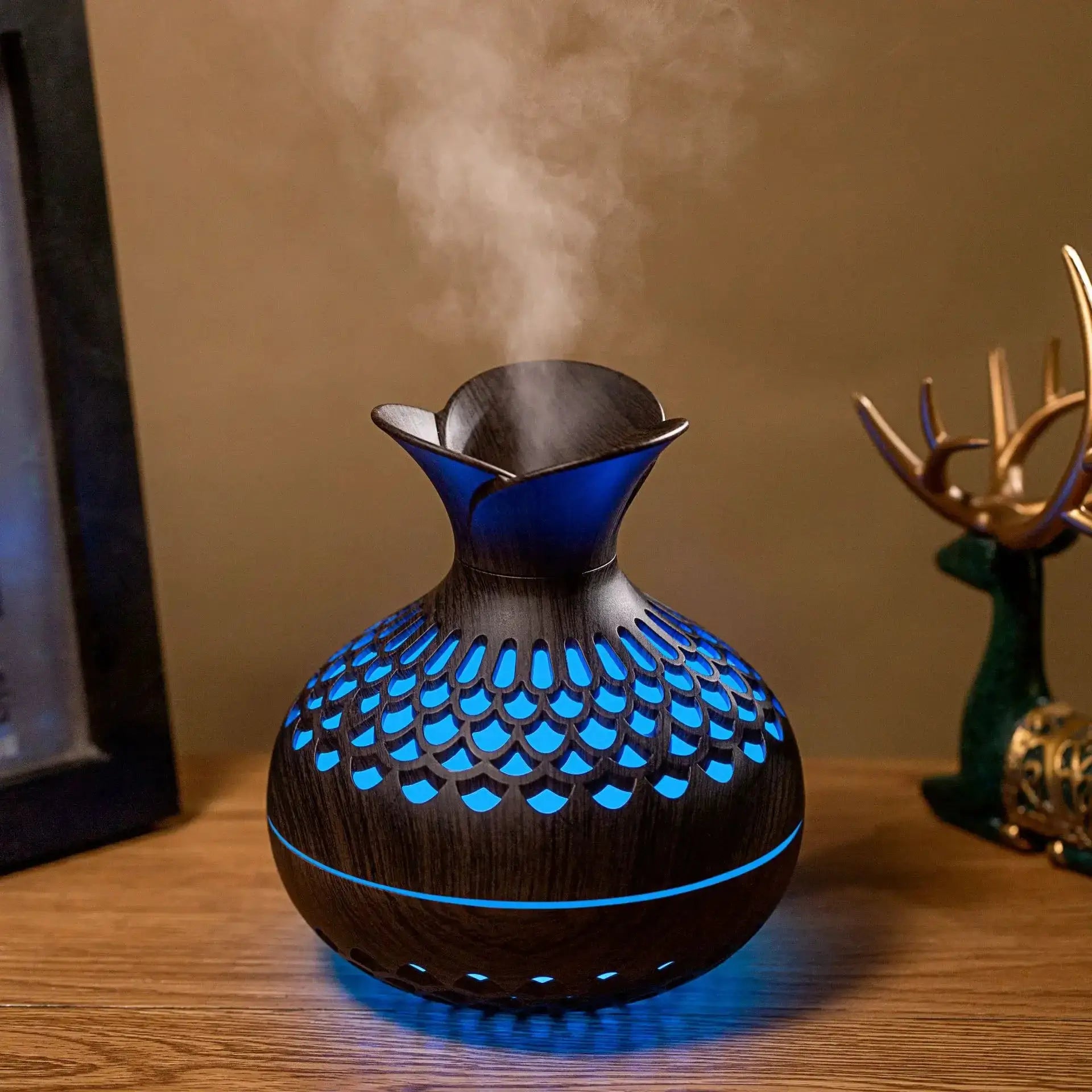 Wood Grain USB Aroma Diffuser Humidifier 300ml With LED