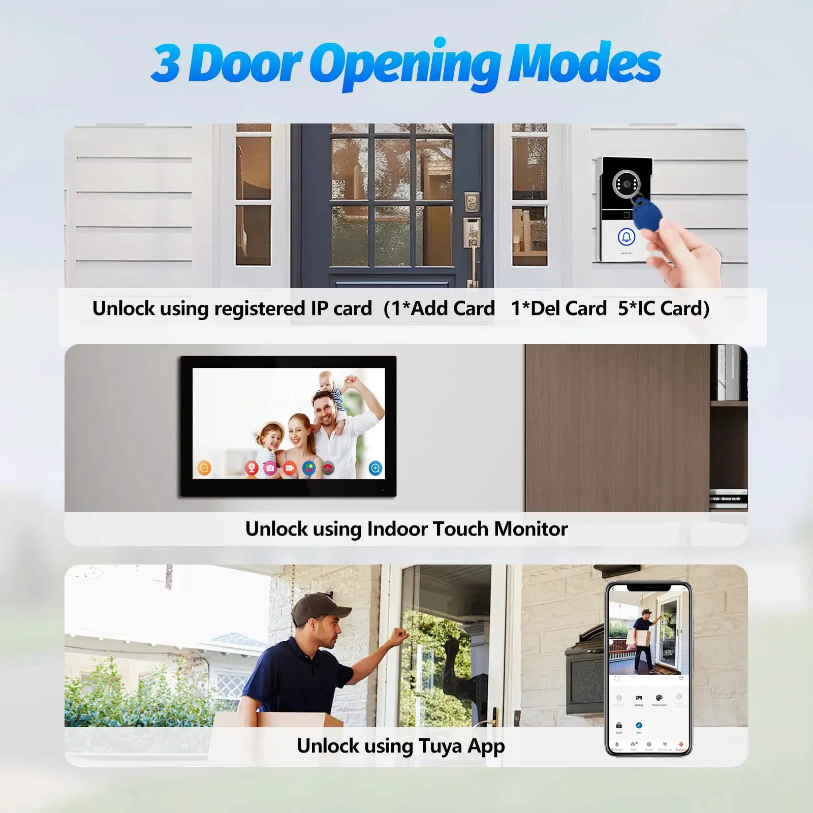 Tuya WiFi Video Intercom with 7'' HD Display, Dual-Mode Night Vision & Waterproof Design, Video Door Bell for Villa/Gate