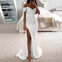Off Shoulder Sequin Slit Dress