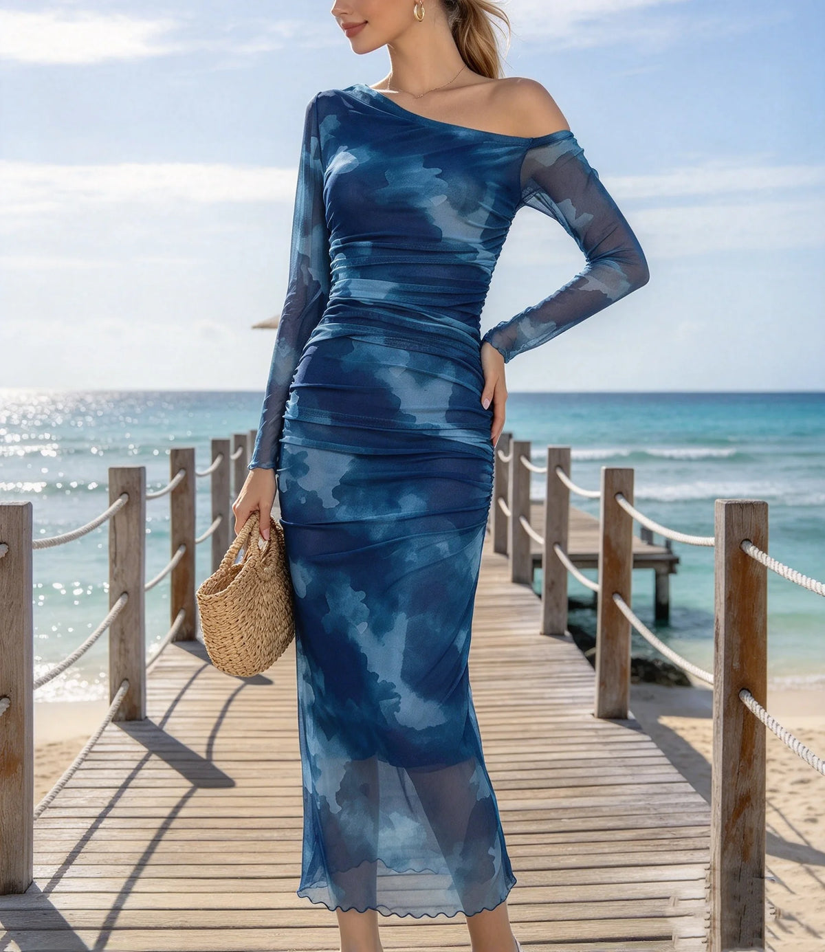 One Shoulder Tie Dye Dress