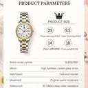 Sleek Women's Gold Quartz Watch with Day-Date Feature Design