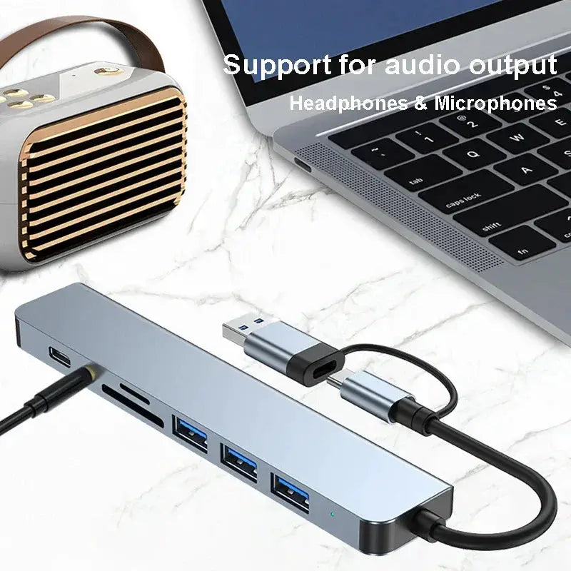 8 In 2 USB Hub 3.0 USB C Dock Station For MacBook Pro