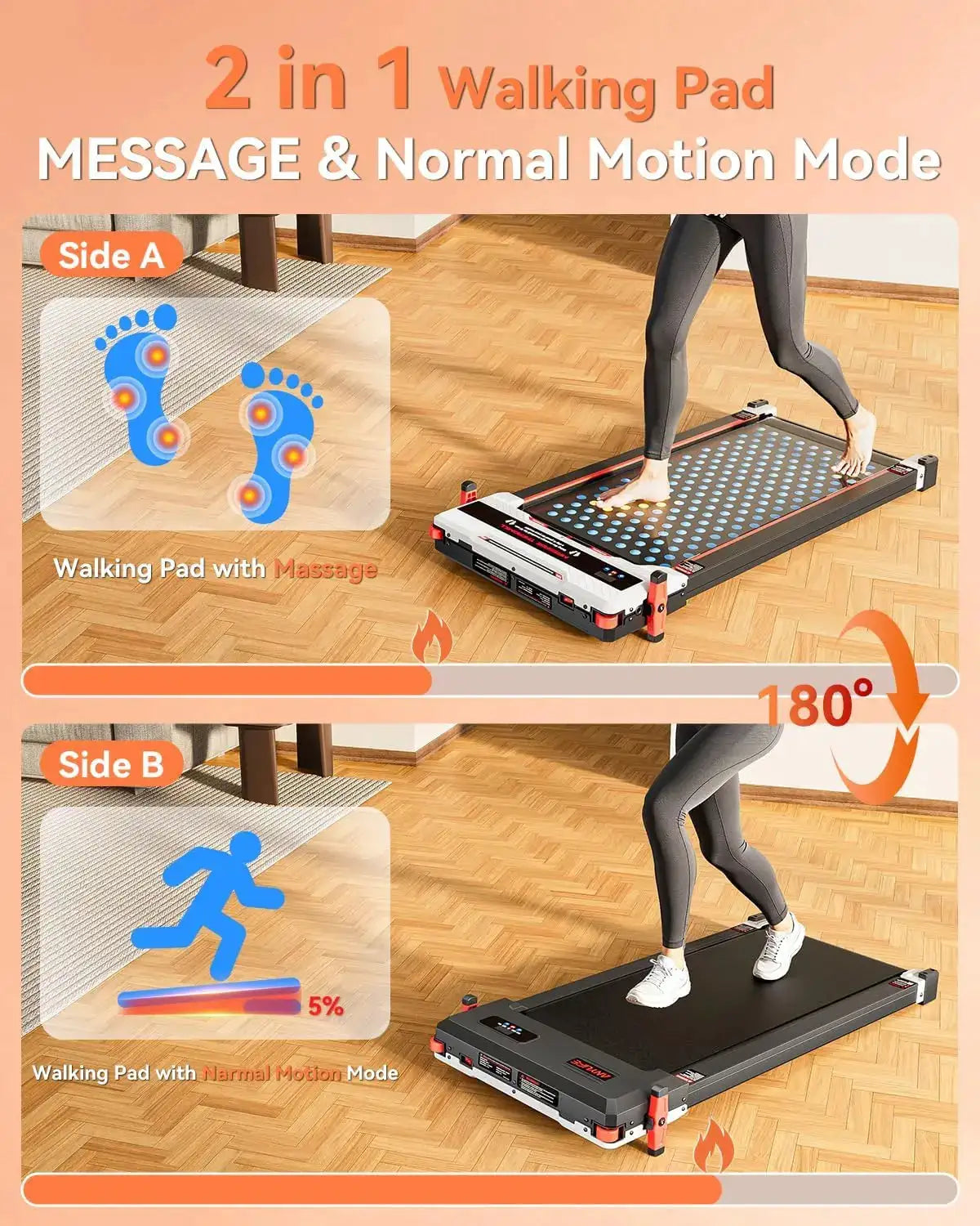 Walking Treadmill Double Side Massage Treadmill Walking Pad