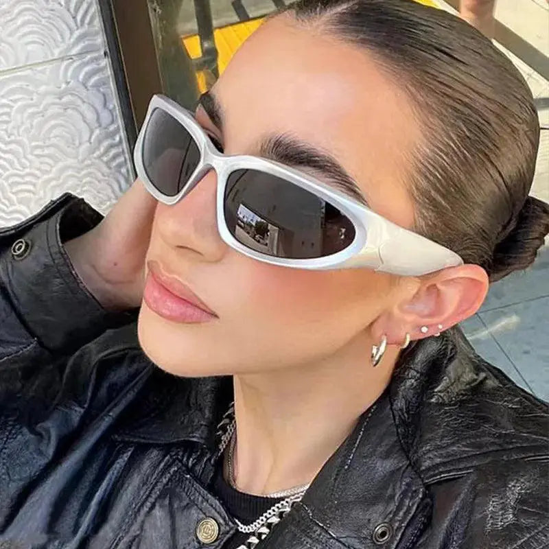 Unisex Oval Punk Sunglasses Y2K Fashion Style Trend