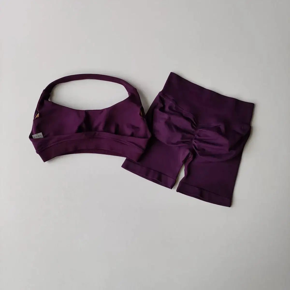 2 Pieces Women's Yoga Suit Seamless Fitness Gym Clothes Halter Sports Bra with Matching Shorts Workout Set Gym Outfit