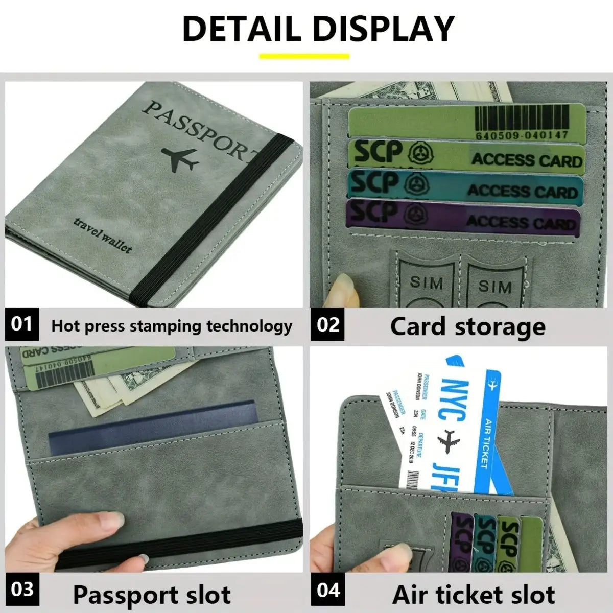 Retro PU Travel Passport Holder, RFID Blocking Multi-Function Wallet, Passport Covers with Slots for Cards and Personal Items