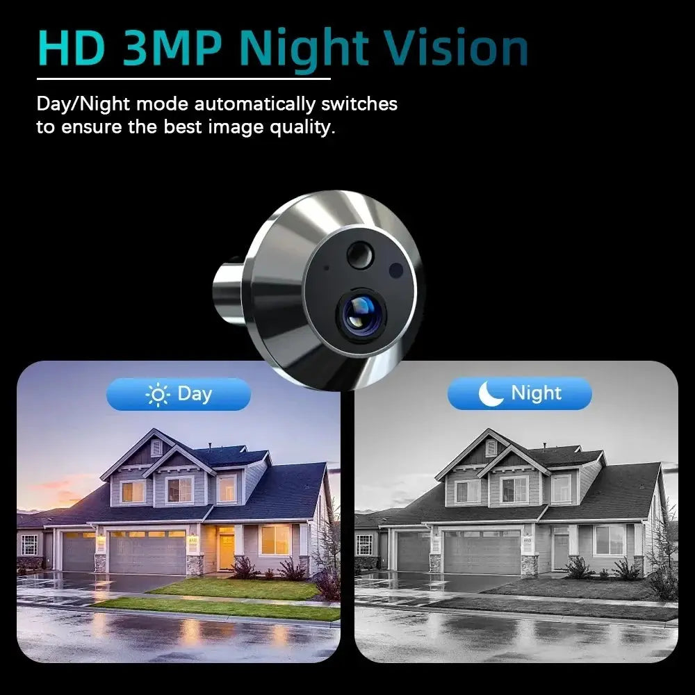Tuya Smart 3MP Outdoor Wireless Door Peephole Video Eye Camera 2.4G WiFi Night Vision Home Security Door Camera with LCD Screen by stepyours.com