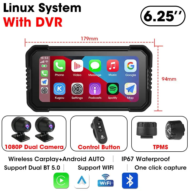 Jansite Moto GPS - Wireless CarPlay And Dvr Screen -  product image
