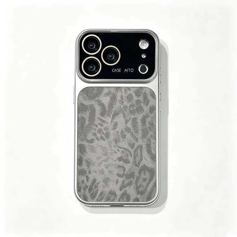 Luxury Matte Leopard Leather Phone Case, Large Window Hard PC Shockproof Protective Cover For iPhone 18 17 16 15 14 Pro Max