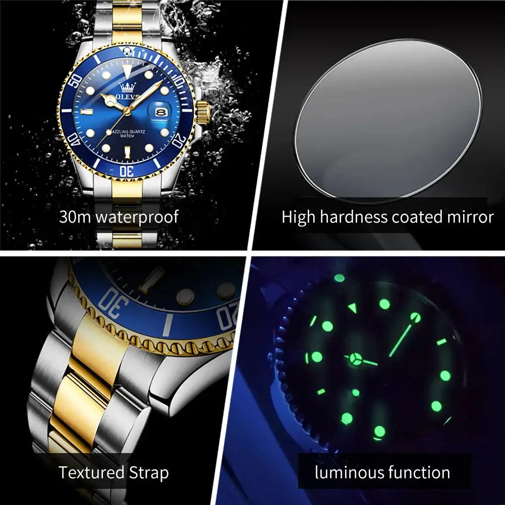 OLEVS 5885 Man Watch Original Brand Waterproof Quartz Watch Stainless Steel Strap Automatic Date Mens Gifts Watches For Man