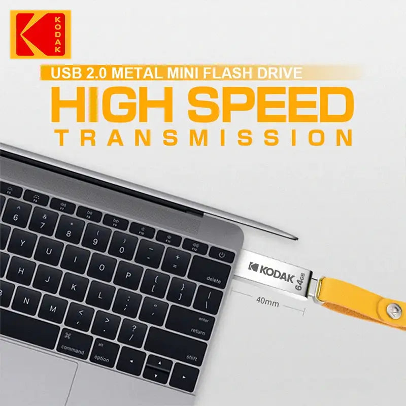 KODAK USB Flash Drives Mini Pen Drive 128GB 64GB 32GB Pendrive Waterproof USB Memory Stick Leather Landyard + Type C Adapter