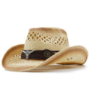 New Cowboy Hat Women Men Retro Raffia Straw Summer Hat
