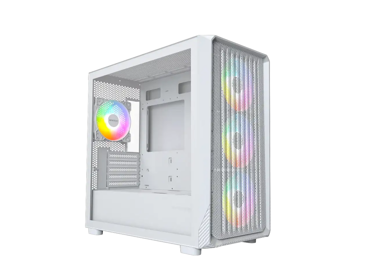 Montech White ATX Gaming PC Case — product view 1