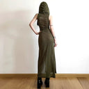 Goth Cyber Hooded Midi Dress for Women