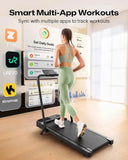 Smart AI Under Desk Walking Pad Treadmill Incline Safety Bar