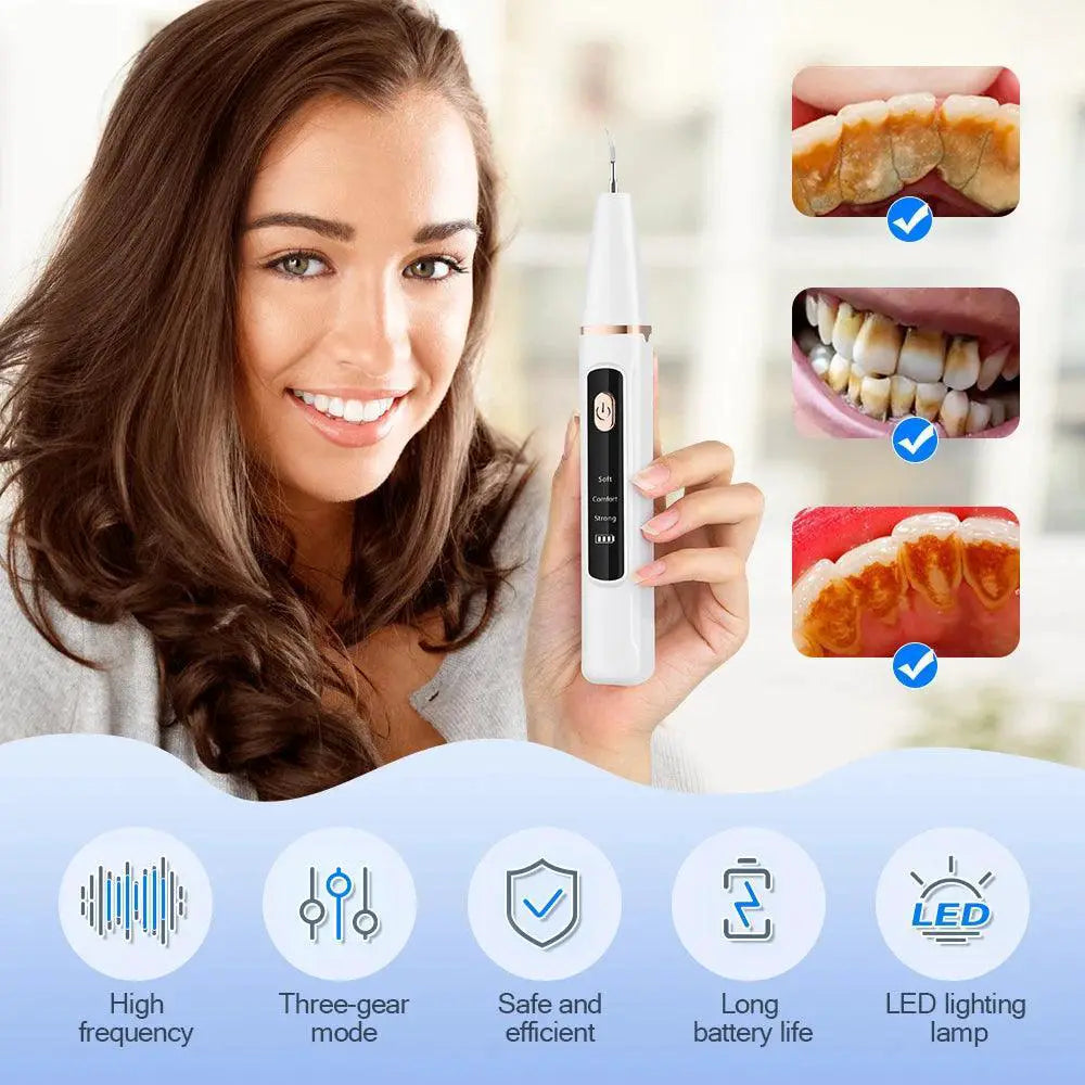 Ultrasonic Electric Dental Scaler Tartar Stain Remover LED Light