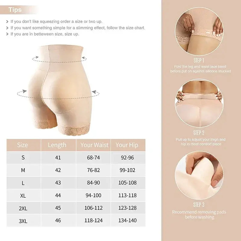 High Waist Padded Butt Lifter Shapewear For Women Pads