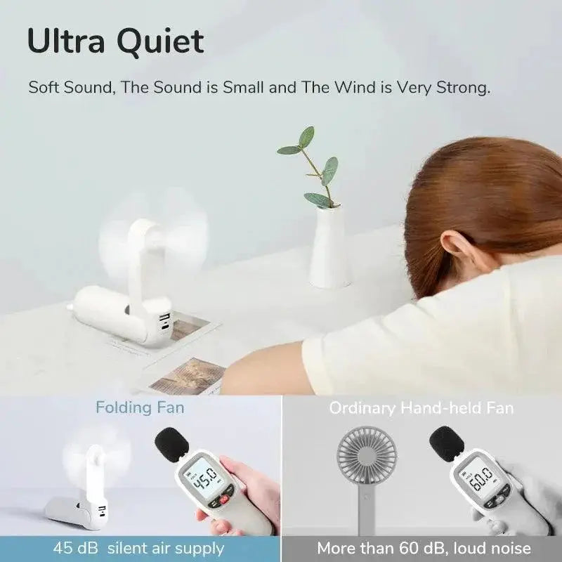 JISULIFE 3In1 Handheld Fan Power Bank And Light Portable