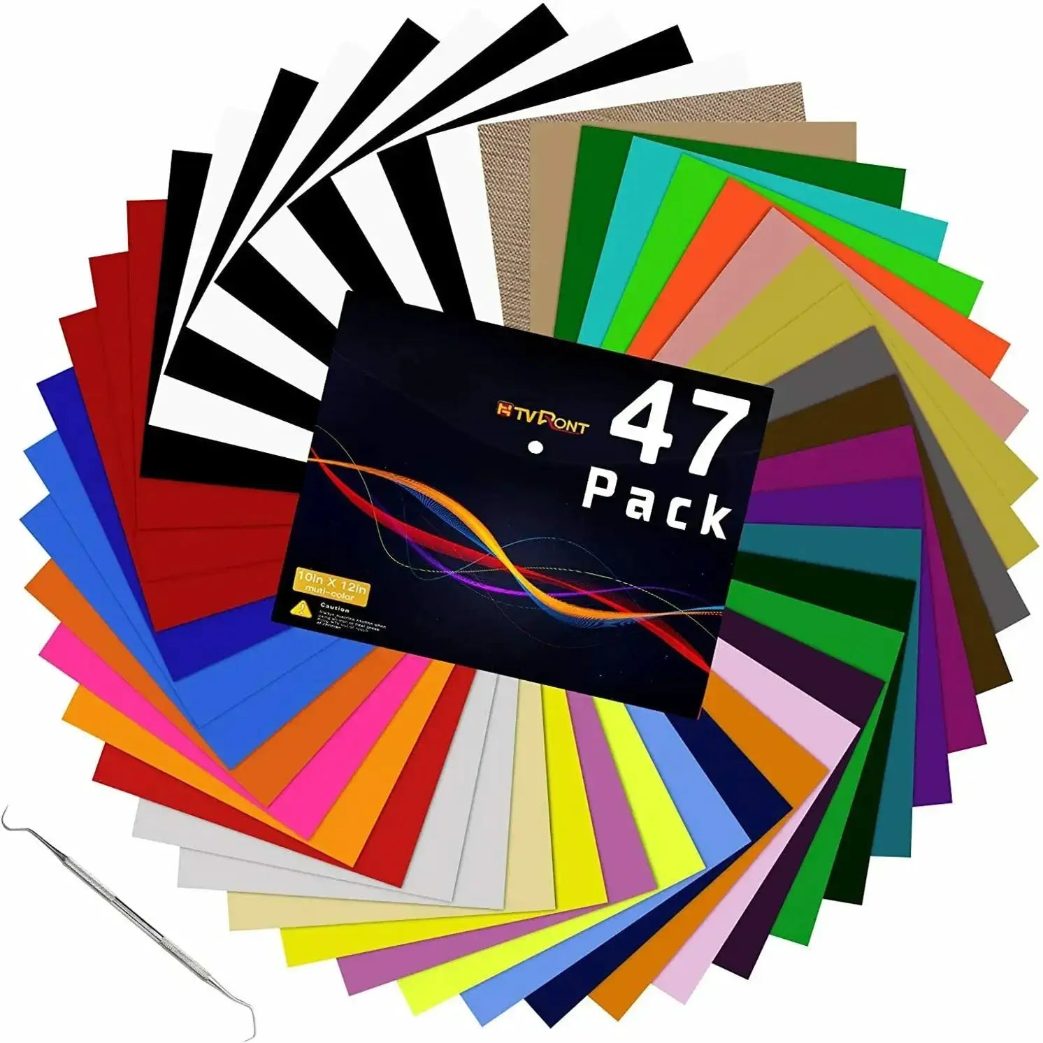 HTVRONT 47Pcs PU Heat Transfer Vinyl Sheets For Cricut