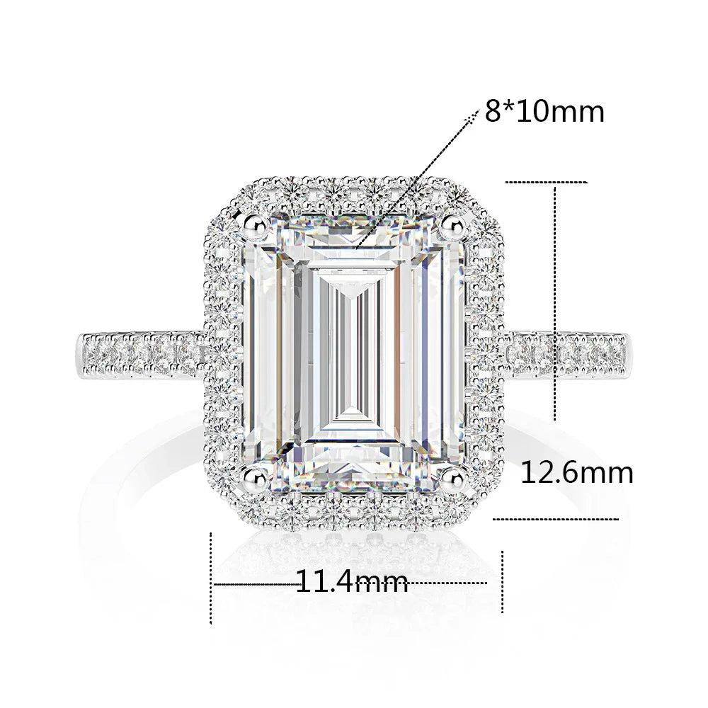 Moissanite Ring in Sterling Silver Rectangle — product view 6