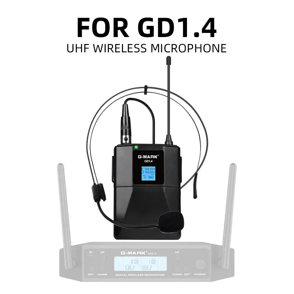 Wireless Lavalier Microphone G-MARK GD1.4 UHF Professional Headset Clip Mic Bodypack Frequency Adjustable 50M For Party Show