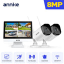 ANNKE 4K Wireless Security Kit with 12‑Inch Built‑in LCD Monitor, 8MP Ultra‑HD IP66 Weatherproof Wifi Cameras, Dual‑Band WiFi Pro Two‑Way Audio, Smart Human Detection, H.264+ Compression Plug‑and‑Play for Home o