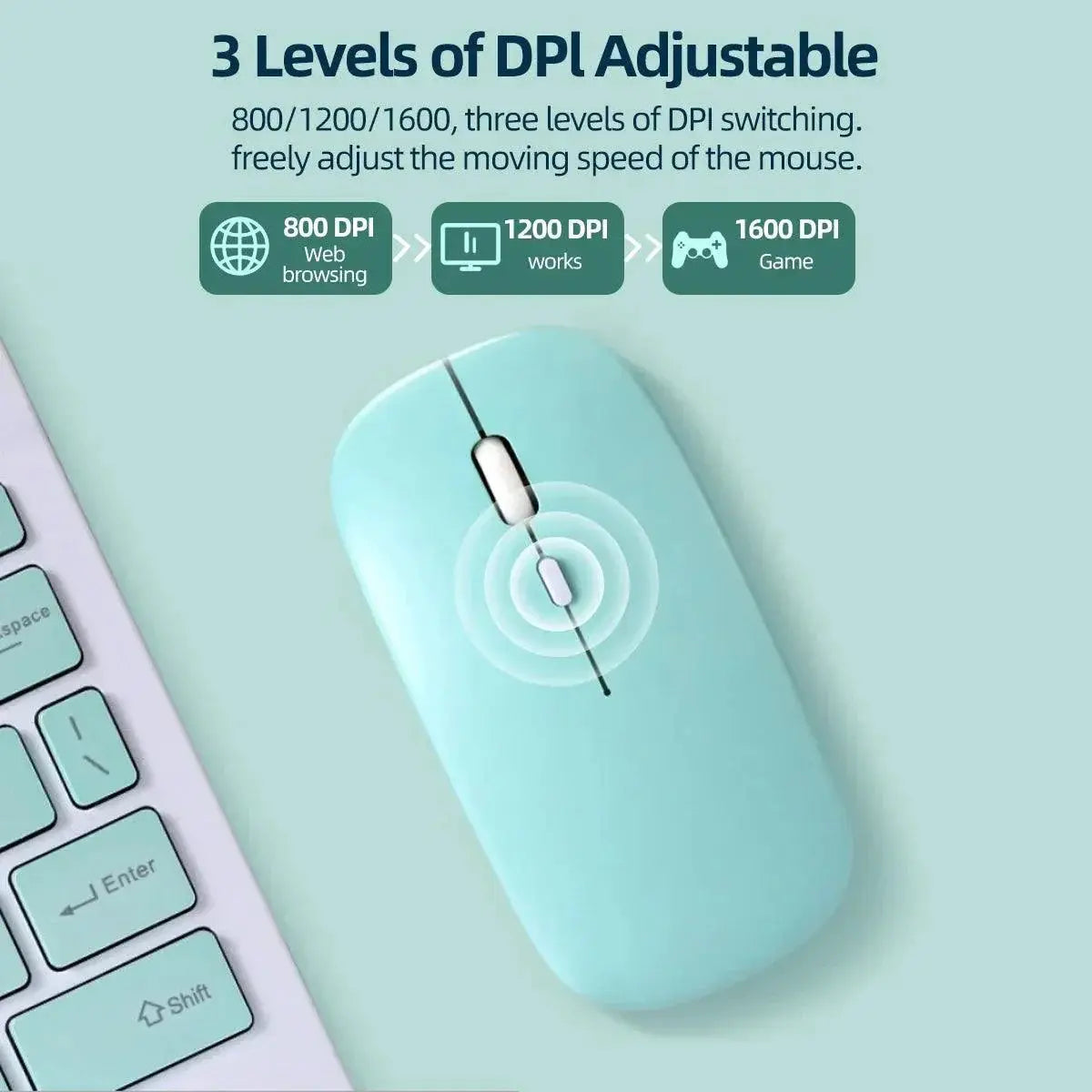 Bluetooth Wireless Mouse With Long Battery Life For Gaming
