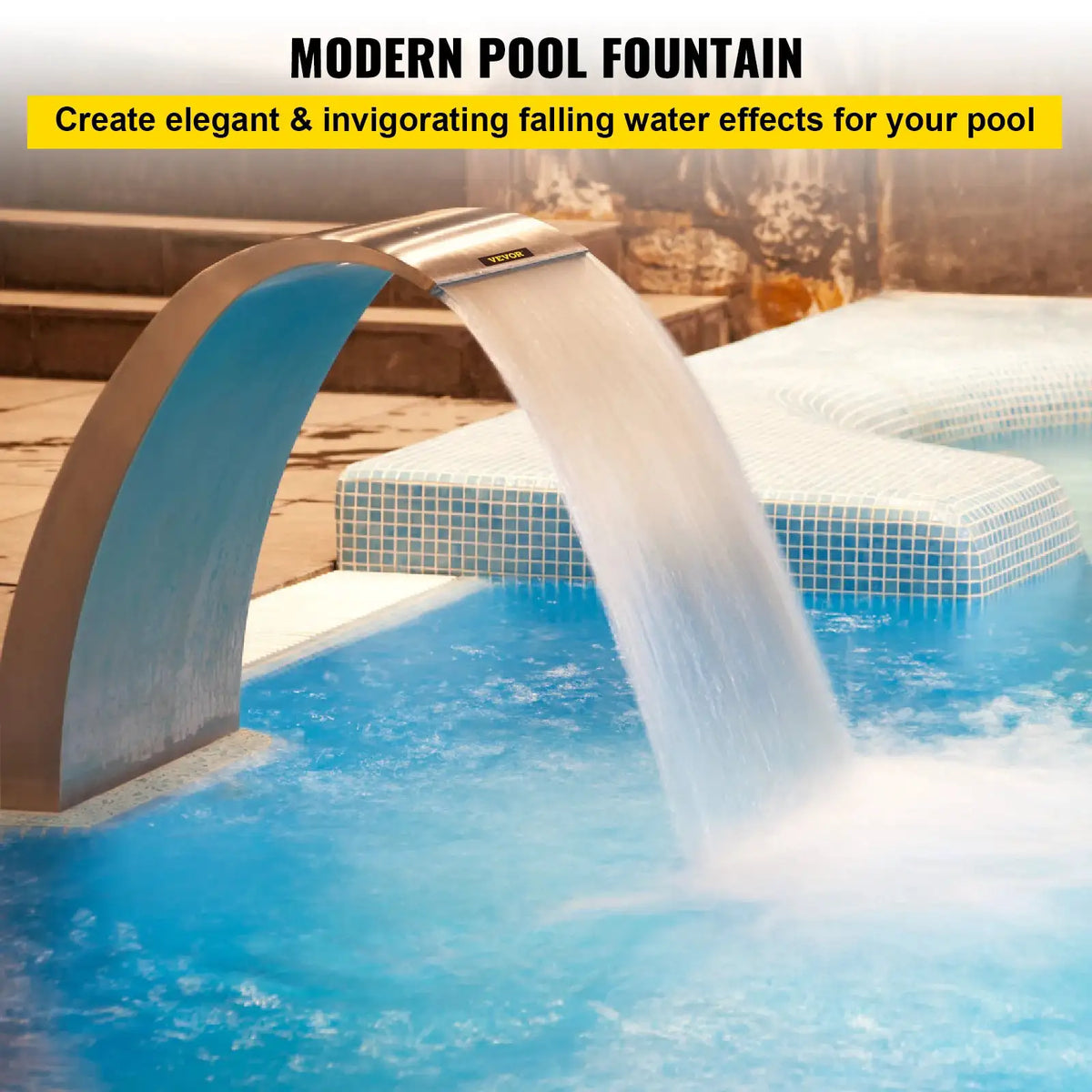 Half Moon Stainless Steel Pool Fountain — product image 2