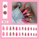 24Ps Set Square Head Coffin Pink Matte French Fake Nails
