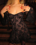 Vintage Lace Flare Sleeve Mini Dress Timeless Romantic Style