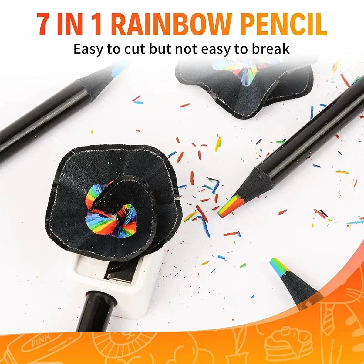 Colored Black Wood Pencils 7 In 1 Rainbow Drawing Kit