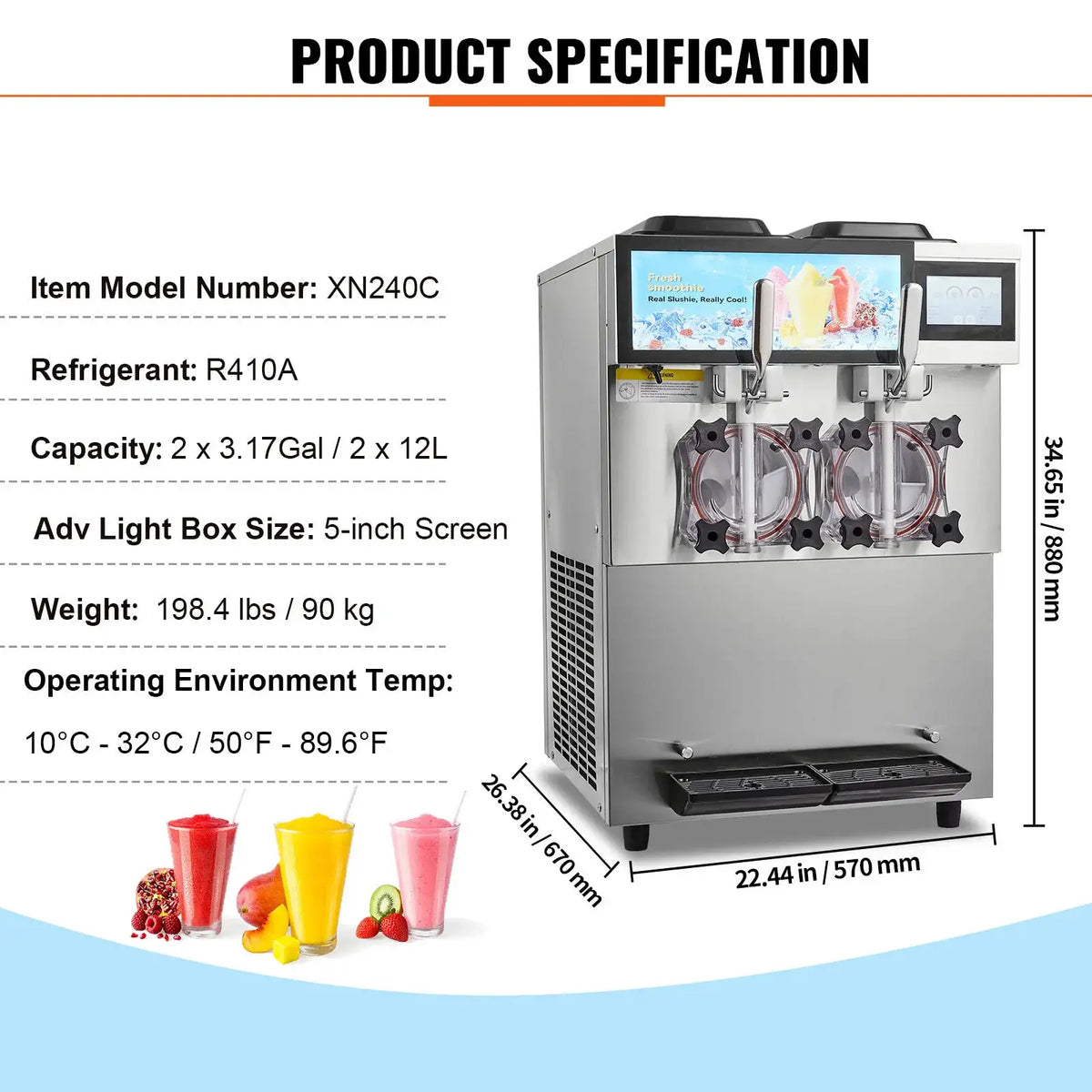 SucceBuy Commercial Slushy Machine Singal or Double Tanks Cool — product view 8