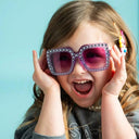Trendy Rhinestone Kids Sunglasses with Colorful Lenses