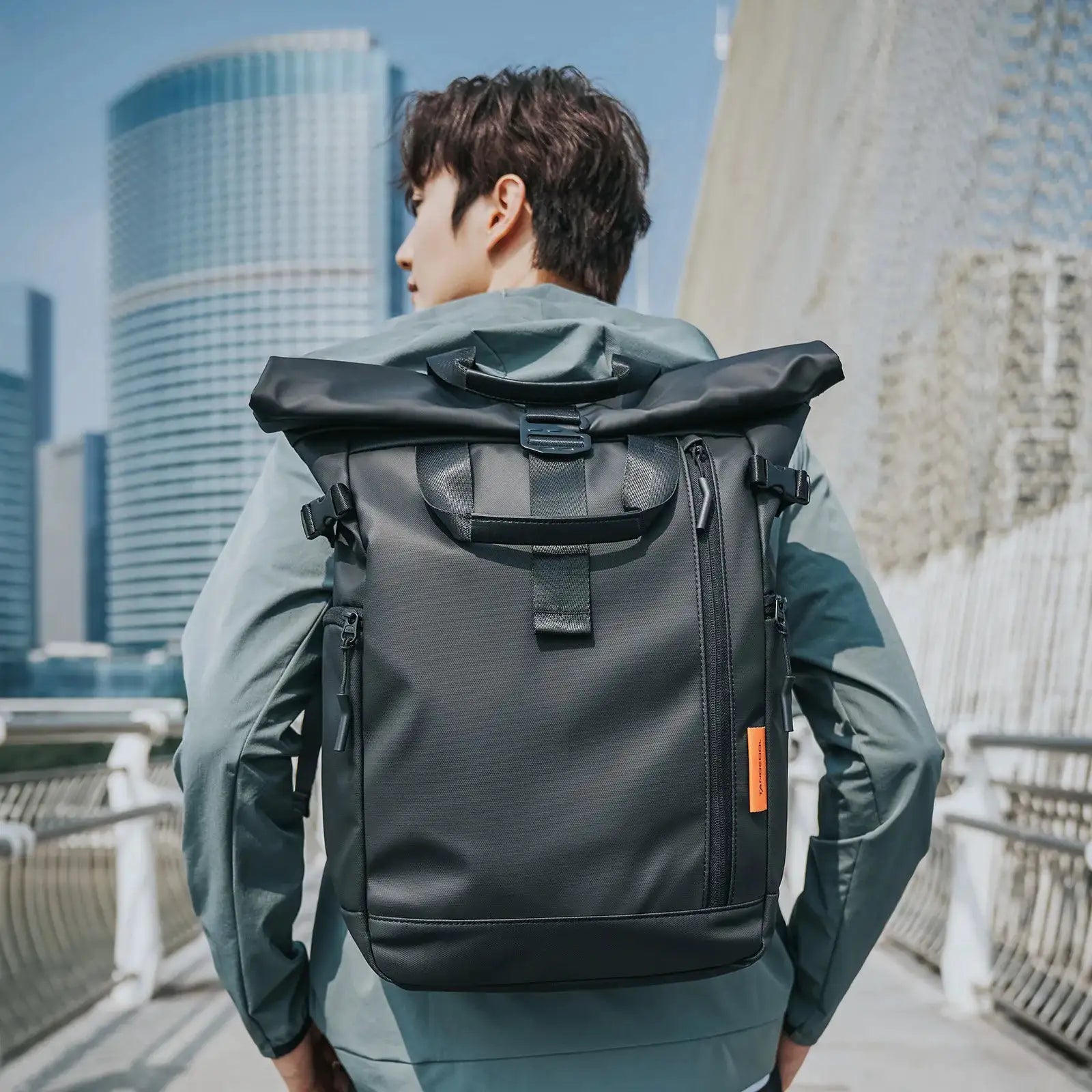 TANGCOOL Waterproof Roll-Top Backpack Large Capacity Expandable 15.6 inch Laptop Bag Leisure Travel Pack Hiking Camping Bags
