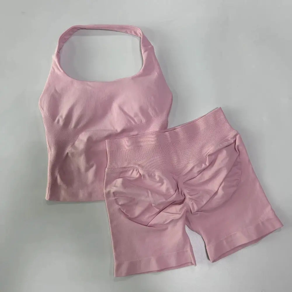 Gym Set Women Backless Halter High Waist Seamless — product view 20