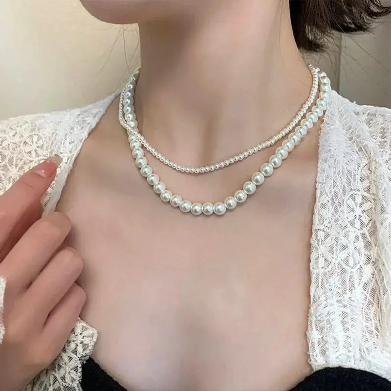 Luxury Double Layer Pearl Necklace Elegant Jewelry For Women