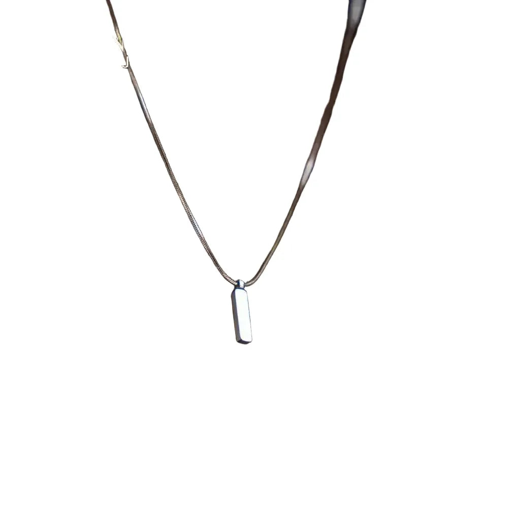 Tarnish-Resistant Square Pendant Necklace — product view 1