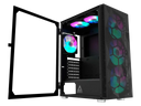 Montech Mesh, x x Fixed RGB Lighting Fans (Pre-Installed) ATX Mid-Tower PC Gaming Case, Door Open Tempered Glass Side Panel, High Airflow, Black
