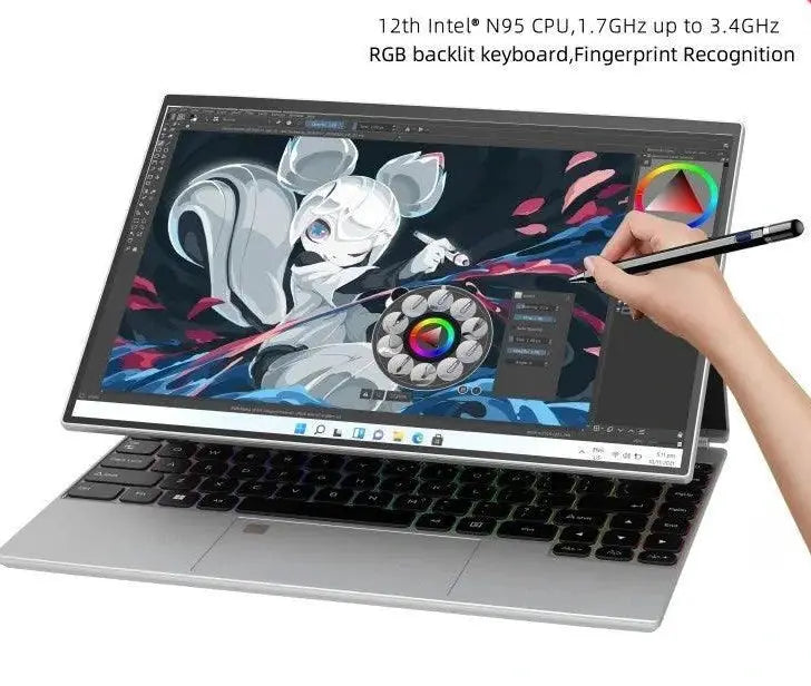 14 Inch 2 In 1 IPS Touchscreen Laptop Intel N95 16GB RAM