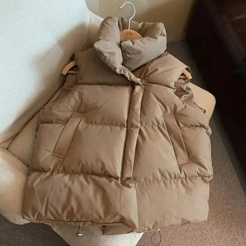 Winter Button Vest For Women Thick Polyester Warmth