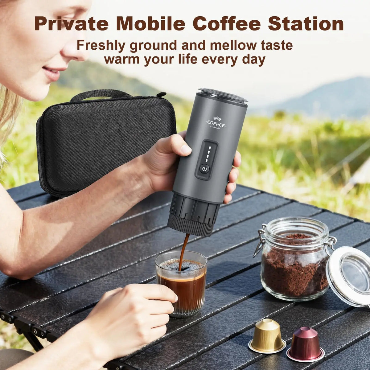 Portable in Electric Espresso Coffee Maker Rechargeable Self — product view 6