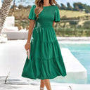 Ruffle Patchwork Casual Midi Dress