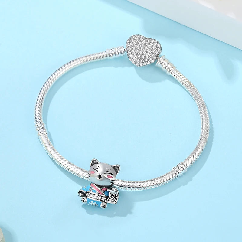 Sterling Silver Charm Fortune Cat