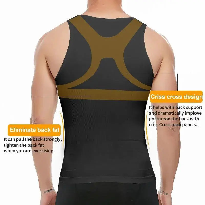 Mens Chest Sculpting Compression Tank Top Posture Support