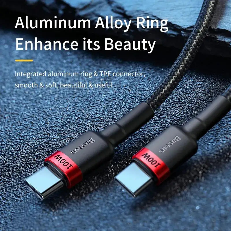 Baseus USB Type C To USB C Cable For iPhone 18 17 100W/5A PD Fast Charging Charger Cord For Macbook Xiaomi Samsung Type-C Cable
