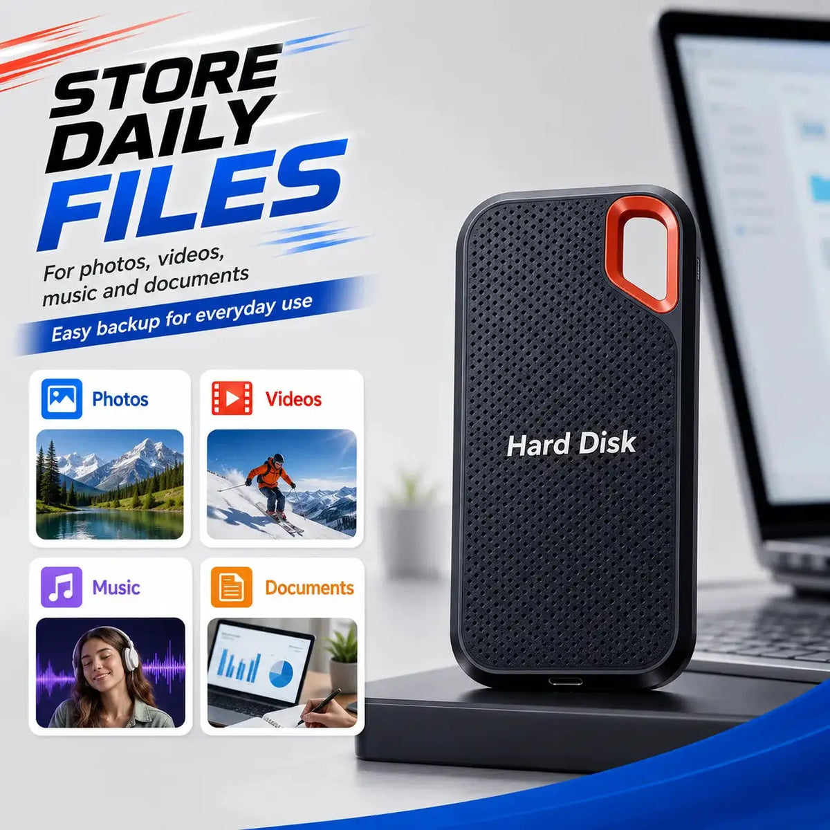 Mini Portable External Hard Drive SSD Type-C Backup Drive — product view 2